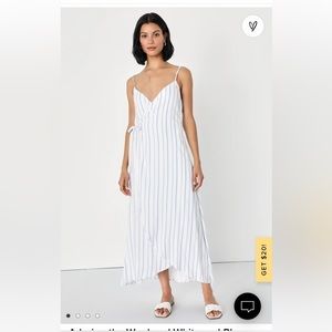 LULUS striped midi wrap dress